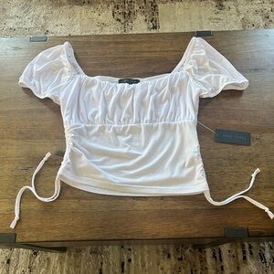 Urban Outfitters White Ruched Crop Top